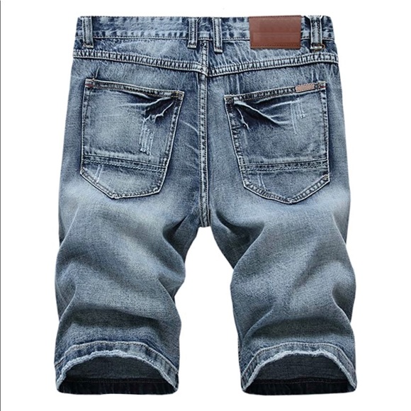NEW 006 Men’s Gray Blue Distressed Jean Shorts - Picture 2 of 2